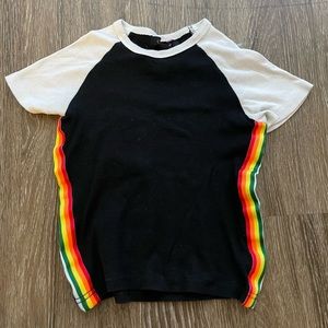 Boutique rainbow ringer baby tee